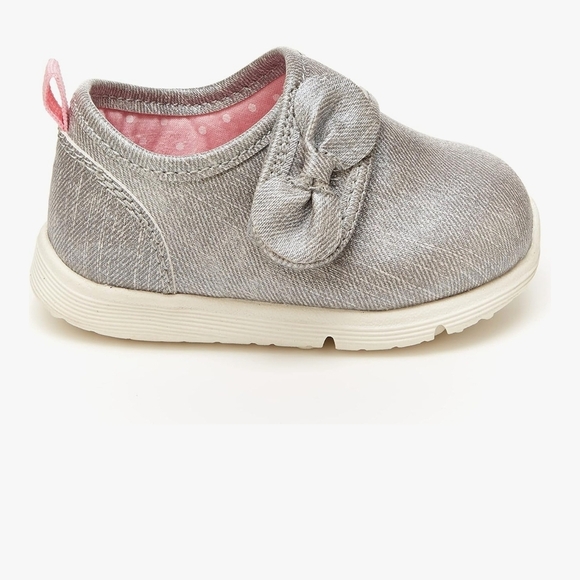 Silver Kids Slip-On Shoes with Bow - Picture 3 of 4
